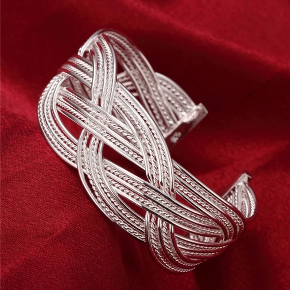925 sterling silver interwoven web Bangle and ring set - Picture 2 of 7
